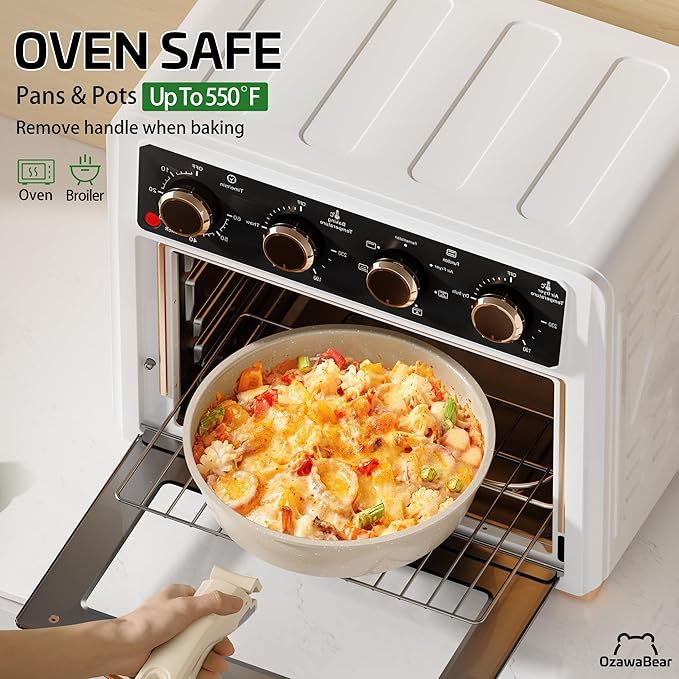 23 Pcs Pots and Pans Set Non Stick, Ceramic Cookware Set Non Toxic with Detachable Handles, Healthy Induction Cookware Oven Safe RV Kitchen Set, PFAS PFOA & PTFE Free, Taupe