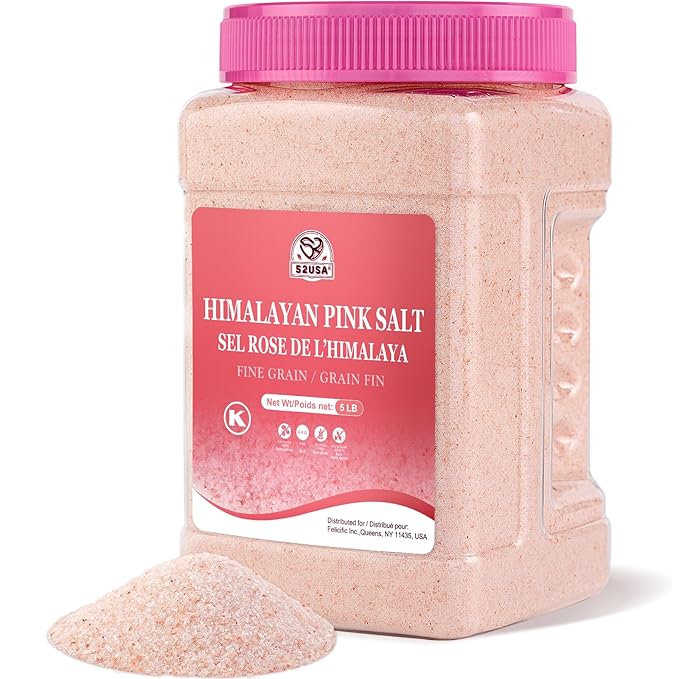 52USA Himalayan Pink Salt Fine, Fine Ground Table and Cooking Salt, 80oz (5 Pound), 100% Real, Pure, Unrefined Himalayan Pink Salt, 80+ Minerals and Electrolytes, Pink Himalayan Sea Salt, Kosher Salt