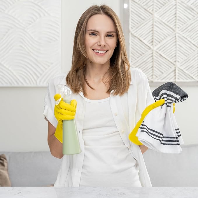 Black Striped Kitchen Towels - 6 Pack, 100% Cotton, 30"x20" Black Cotton Tea Towels - Highly Absorbent, Washable, Durable, Lint-Free All-Season Hand Towels (6 Pack)