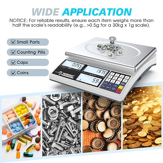 Industrial Counting Scale for Small Parts - 30kg/66lb Digital Gram Scale with 1g Precision, kg/g/lb Switchable Electronic Scale for Jewelry Coin, Precious Metals & Piece Counting Scales