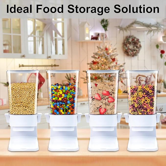 Cereal Dispenser Countertop, Cereal Containers Storage, 5L Organization and Storage Containers for Kitchen, Snack Dispenser for Rice, Grains, Nuts, Dry Food, Oatmeal, Pet food, White, 3Pc
