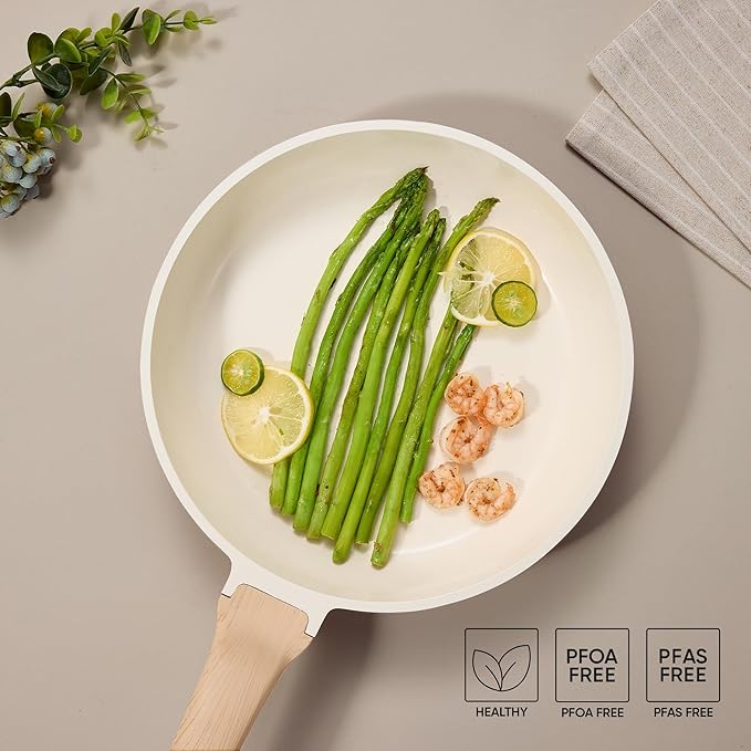 CAROTE 14 Pcs Ceramic Cookware Set, Pots and Pans Set Non Stick with Ceramic Coating, Induction Kitchen Sets, Red