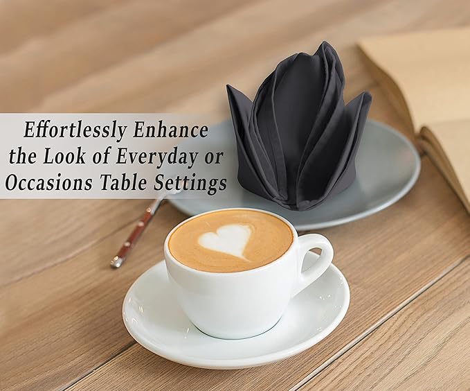 Ruvanti Cloth Napkins Set of 12, 18x18 Inches Napkins Cloth Washable, Soft, Durable, Absorbent, Cotton Blend. Table Dinner Napkins Cloth for Hotel, Lunch, Restaurant, Weddings, Parties - Dark Grey