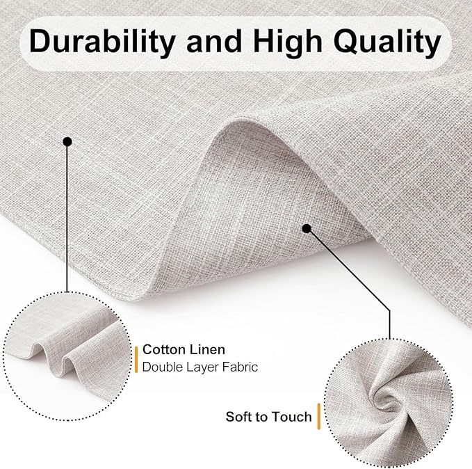 Homaxy Cloths Placemats for Dining Table Set of 8, Heat Resistant Washable Cotton Linen Blend Table Mats, Easy to Clean Place Mats for Indoor Outdoor Party Kitchen Decoration, 13" x 19", Beige