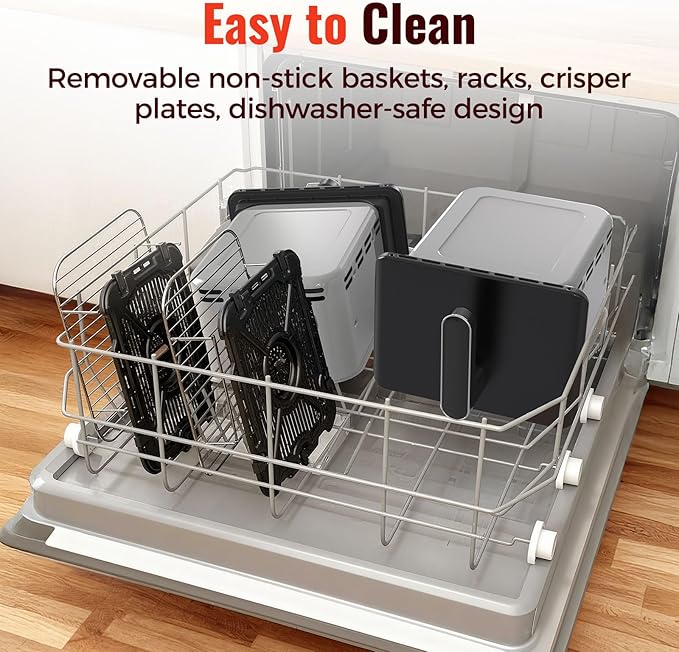 11.6QT Dual Basket Air Fryer Oven, Vertical 2-Basket Design, 6-in-1 Presets Function with Digital Touchscreen, Sync & Match, Easy to Clean, Dishwasher Safe, Family Meals