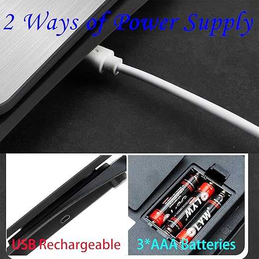 Rechargeable Digital Kitchen Scale, 11lb/0.1g High Precision Food Scale,7 Units Digital Grams and Ounces for Weight Loss, Baking, Cooking and Meal Prep with Backlit LCD and Tare Function