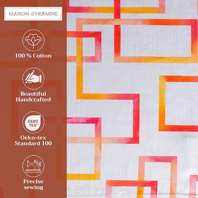 Maison d' Hermine Placemats Set of 4 100% Cotton Washable Cloth Place Mats, Reusable Table Mats for Kitchen Dining Decoration, Party, Wedding, Restaurant Spring/Summer (Summer Maze, 13" x 19")