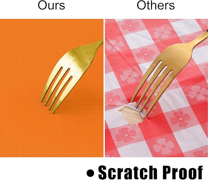 homing Rectangle Vinyl Tablecloth, Waterproof Spillproof Plastic Flannel Backed Table Cloth, Wipe Clean Table Cover for Dining, Buffet Parties and Camping (Orange, 60" x 84")