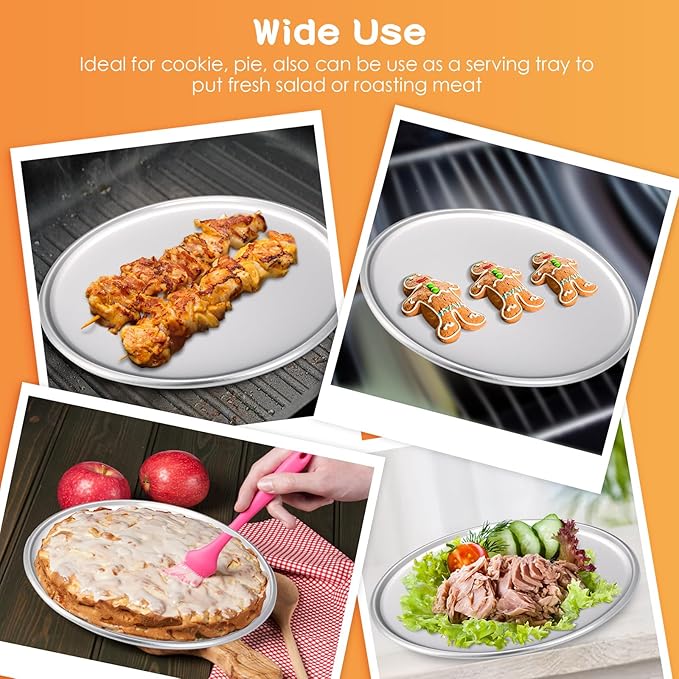 12 Pieces Pizza Pan Bulk Restaurant Aluminum Pizza Pan Set Round Pie Cake Plate Rust Free Cake Tray for Oven Baking Home Kitchen Restaurant Easy Clean(16 Inch)
