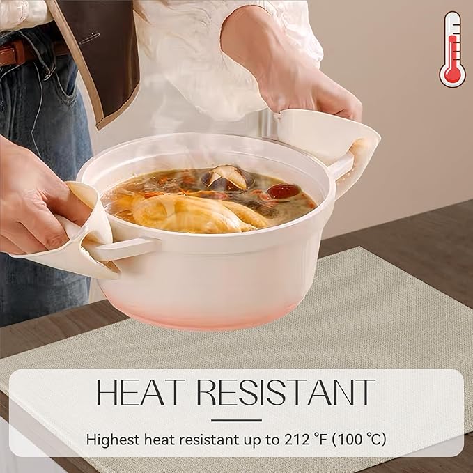 Romanstile Cloth Placemats Set of 8-12 x 18 Inch, Heat Resistant Double Layered Thickened Burlap Place Mats, Washable Faux Linen Farmhouse Table Mats for Kitchen/Dining/Party/Outdoor, Beige