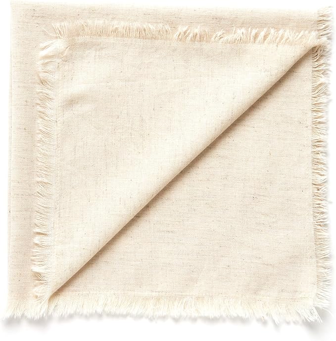 ACCENTHOME Natural Cotton Linen Napkin Set of 12 18x18 inch Dinner Napkins - Washable Soft Premium Reusable Perfect Fall Thanksgiving Table Napkins for Family Dinners Christmas Weddings & Everyday Use