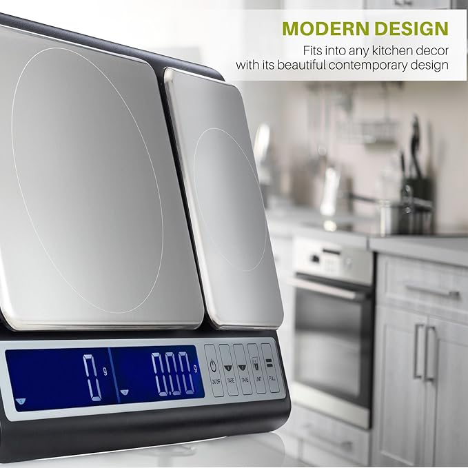 Smart Weigh Dual Platform Digital Kitchen Scale Stainless Steel Culinary Kitchen Scale 10 kilograms x 0.01 Grams High Precision Digital Food Scale Tare Function LCD w/Backlit for Baking Cooking Food