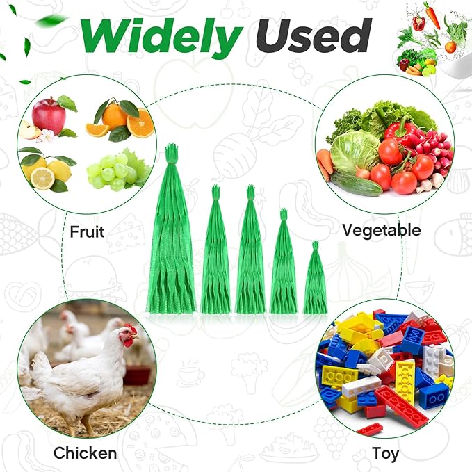 Windyun 500 Pcs 24/20/18/14 Inch Reusable Mesh Nylon Netting Bulk, Fits Storage Egg Vegetable Seafood Fruits Bags Grocery Bags (Green)