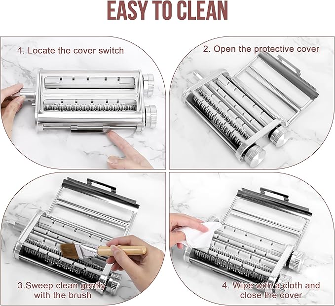 Pasta Maker Attachment for KitchenAid Stand Mixers, 3 in 1 Set Pasta Machine Attachment included Pasta Sheet Roller, Spaghetti Cutter, Fettuccine Cutter