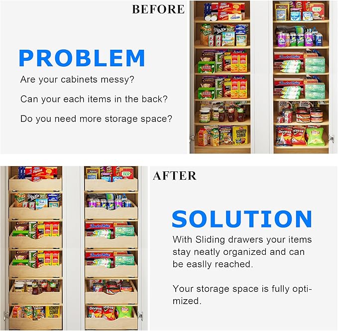 14" W x 22" D Pull Out Cabinet Organizer with Heavy Duty Slides, Kitchen Cabinet Roll Out Drawers, Pull-Out Home Organizers,Soft Close Pull Out Drawers for Cabinets