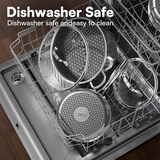 17-Piece 5 Ply Stainless Steel Cookware Set with Lids, Pots and Pans Set Non Stick, Non-Toxic, for Induction, Oven, Dishwasher Safe, RV Essentials, Kitchen Appliances