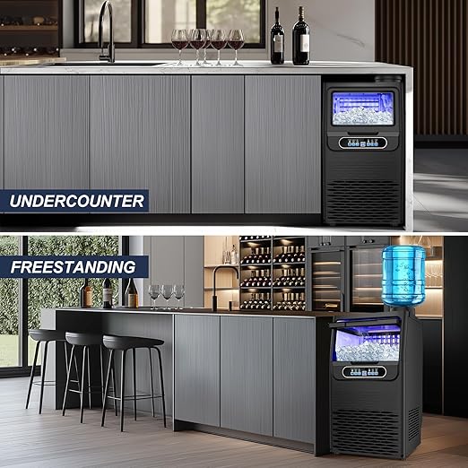 100LBS/24H High Output - Commercial Under Counter Ice Maker with 30LBS Storage - Built-in/Freestanding Design, Self-Cleaning & 24H Timer - for Home Bars Outdoor