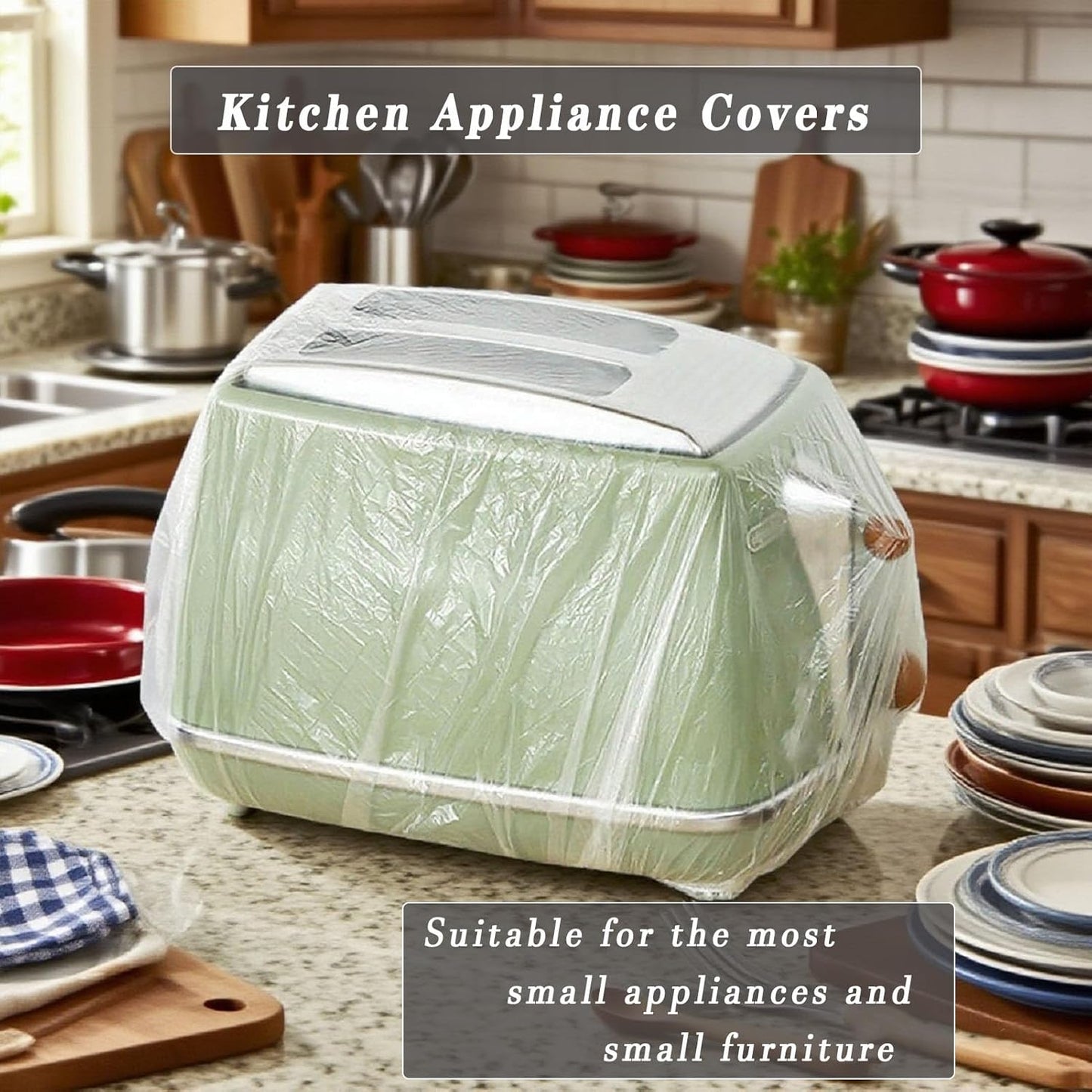 STAYWILD 30 PCS Kitchen Small Appliance Dust Covers,Disposable Thickened Plastic Cover for Air Fryer,Blender,Coffee Maker,Pressure Cooker & Slow Cooker