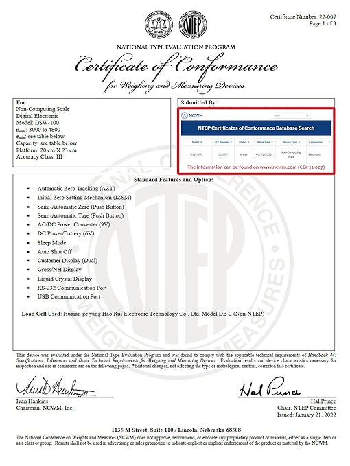 VisionTechShop DSW-100 Portion Food Scale with Dual LCD Display, Stainless Steel Platter, 15lb Capacity, 0.005lb Readability, Lb/Oz/Kg/g Switchable, Low Profile Design, NTEP COC #22-007, NSF Certified