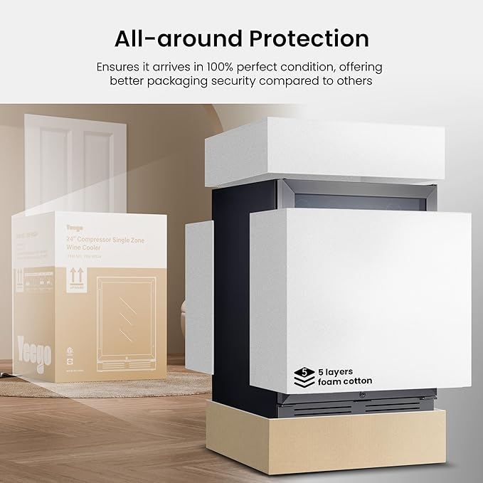 Yeego Wine Fridge 24 inch - 47 Bottles 40-65℉ Touch Control, Built-In/Under Counter/Freestanding Wine Cooler Refrigerator with Glass Door, Perfect for Bar, Home, Kitchen Cabinet, Office