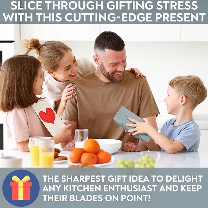 ORIGINAL ADJUSTABLE ROLLING KNIFE SHARPENER KIT: Adjustable Height, 30 Angle Options, 5 Removeable Whetstone Plates, Leather Strop with Travel Case - Kitchen Knife Sharpener