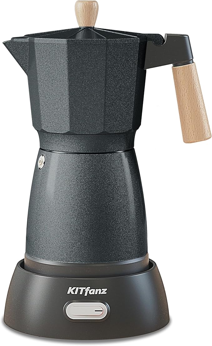 Electric Espresso Coffee Maker, Italian Coffee Pot, Electric Moka Pot, Cuban Coffee Maker, Portable Cafeteras Electricas Espresso Makers with Detachable Base 3 or 6 Cup (Bright Grey)