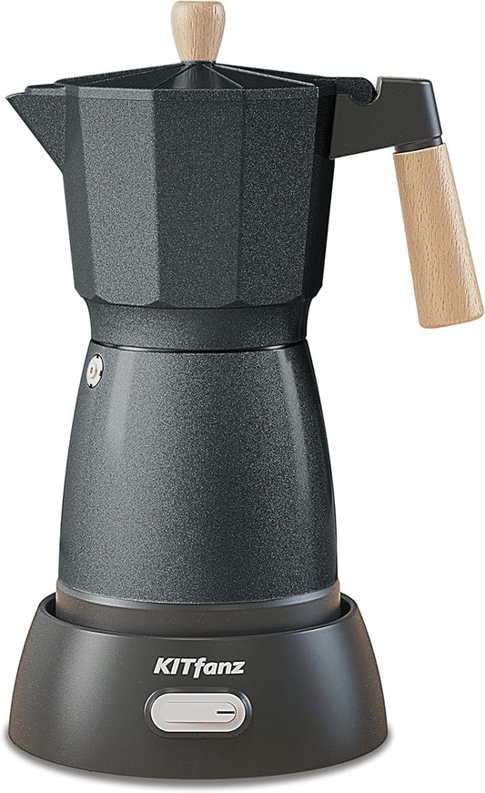 Electric Espresso Coffee Maker, Italian Coffee Pot, Electric Moka Pot, Cuban Coffee Maker, Portable Cafeteras Electricas Espresso Makers with Detachable Base 3 or 6 Cup (Bright Grey)