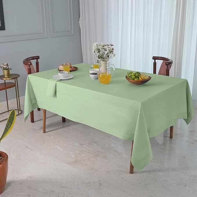 D'Moksha Homes Sage Green Linen Tablecloth 60 x 84 Inch - 100% Pure Linen Table Cloth for Rectangle Tables - Machine Washable Cloth Tablecloth for Fall, Autumn and Halloween