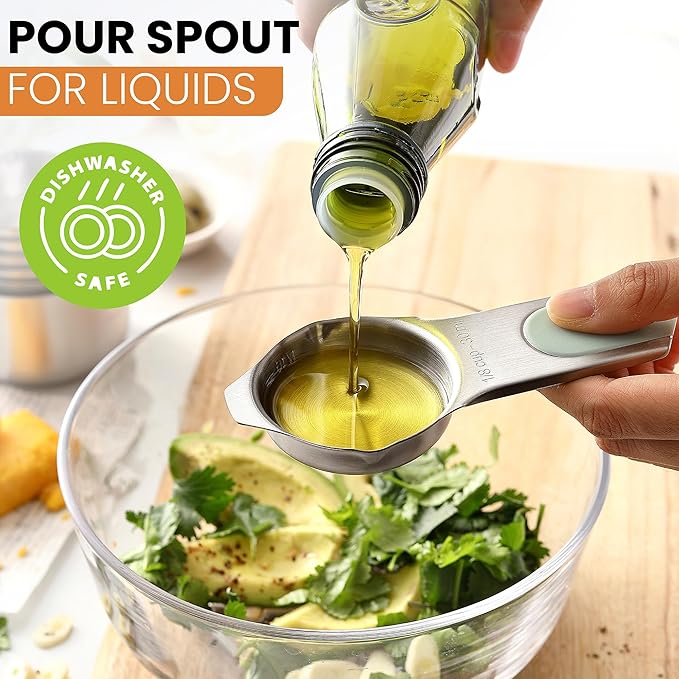 Spring Chef Magnetic Stainless Steel Measuring Cups, Patented, Kitchen Tools with Easy to Read Markings for Measuring Dry or Liquid Ingredients, Set of 7, Winter Frost