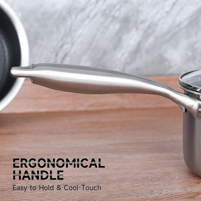 LOLYKITCH Hybrid Tri-Ply Stainless Steel Non-Stick Saucepan Set of 2,1.5QT & 2.5QT Sauce Pots,Induction Pots and Pans Set,Heavy Duty and Oven Safe.