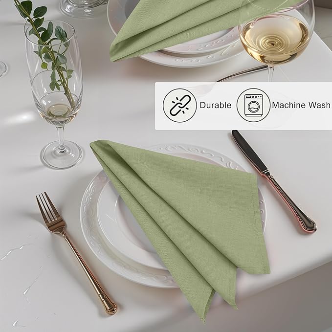 Ruvanti Linen Napkins Set of 12, 18x18 Cloth Napkins, Cotton Linen Blend Napkins Cloth Washable, Soft, Reusable Dinner Napkins for Wedding, Parties, Christmas, Thanksgiving, Everyday Use-MartiniOlive
