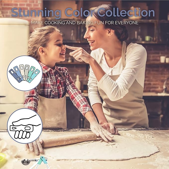 22-Piece Stainless Steel Measuring Cups and Spoons Set, Tad Dash Pinch Smidgen Drop Mini Measuring Spoons, Measuring Stick Leveler, Measurement Conversion Chart Fridge Magnet, (Farmhouse)