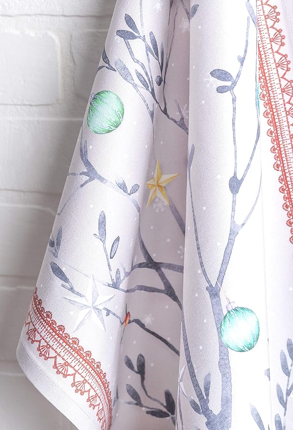 Maison d' Hermine Kitchen Towels Set of 3 100% Cotton 20" x 27.5" Reusable Cloth Tea Dish Towels Absorbent with Hanging Loop for Kitchen Dining Thanksgiving Christmas Decorations (Fairy Christmas)