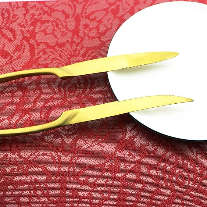 6-Piece Flatware Set,Extra Thick Heavy Duty - 18/10 Stainless Steel Cutlery Sets,High Matte Finish Gold Flatware Sets Service for 1,Multipurpose Use for Home,Kitchen,Tableware Utensil Sets