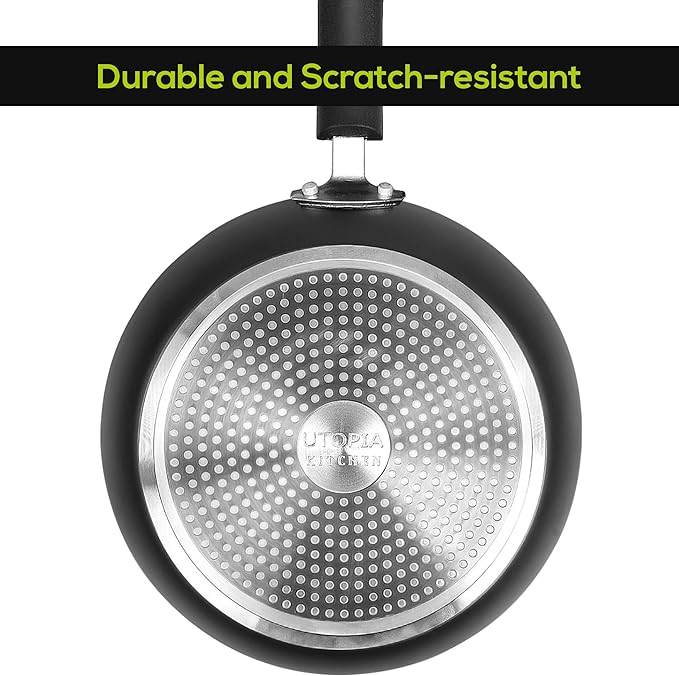 Utopia Kitchen Nonstick Cookware 3 Piece Set, Nonstick Frying Pans with Induction Bottom, 8, 9.5 & 11 Inches Frying Pans with Bakelite Handles, PFOA Free, Black