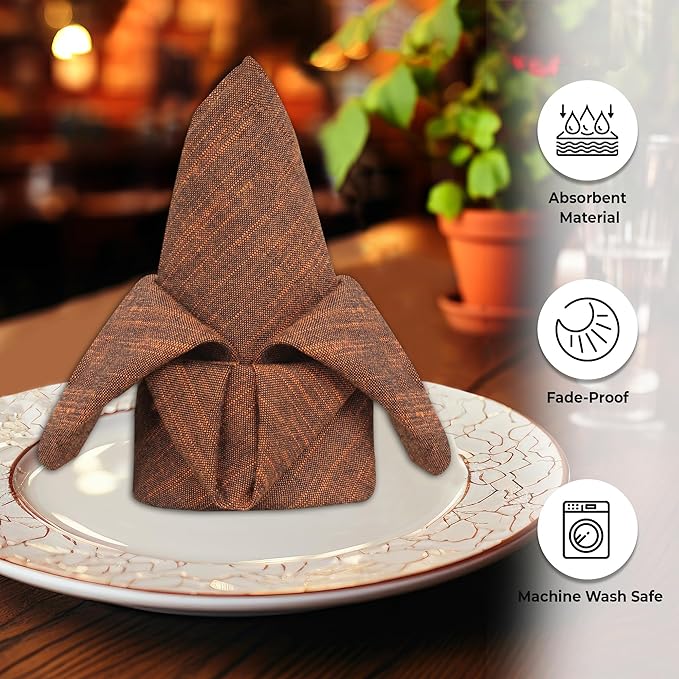 Urban Villa Halloween Cloth Napkins Black/Orange Dinner Napkins (Set of 12) 20"x20" 100% Cotton Slub Chambray Absorbent Napkins Soft Durable Reusable Washable Ideal for Everyday wedding Parties Events