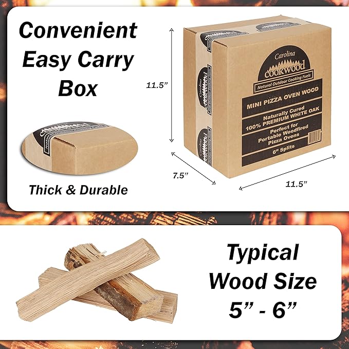 Mini Pizza Oven Wood 6 Inch Firewood Pizza Logs Naturally Cured White Oak Hardwood for Portable Wood Pizza Ovens 790 Cubic Inches, Approximately 12-14lbs