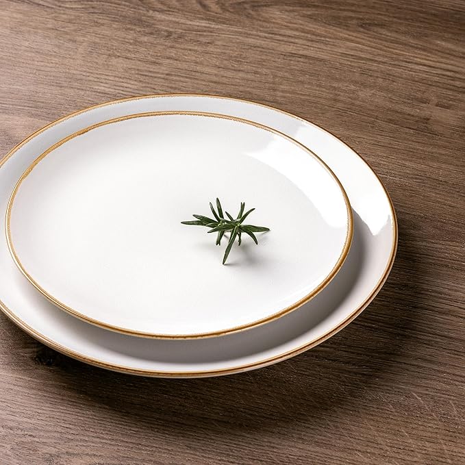 GBHOME Ceramic Dinnerware Sets for 4, 12 Pieces Stoneware Plates and Bowls Sets, Reactive Glaze Dishes -Scratch Resistant, Dishwasher&Microwave Safe，Pearl White