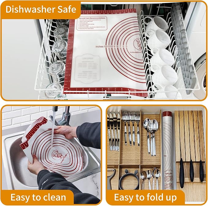 Silicone Baking Mat, Non Stick Pastry Mat Sheet for Dough Rolling, Nonslip Fondant/Pie Crust Mat, Counter Mat Oven Liner Mat for Making Cookies Macarons Bread Baking Supplies Extra Large 26 x 16 Inch