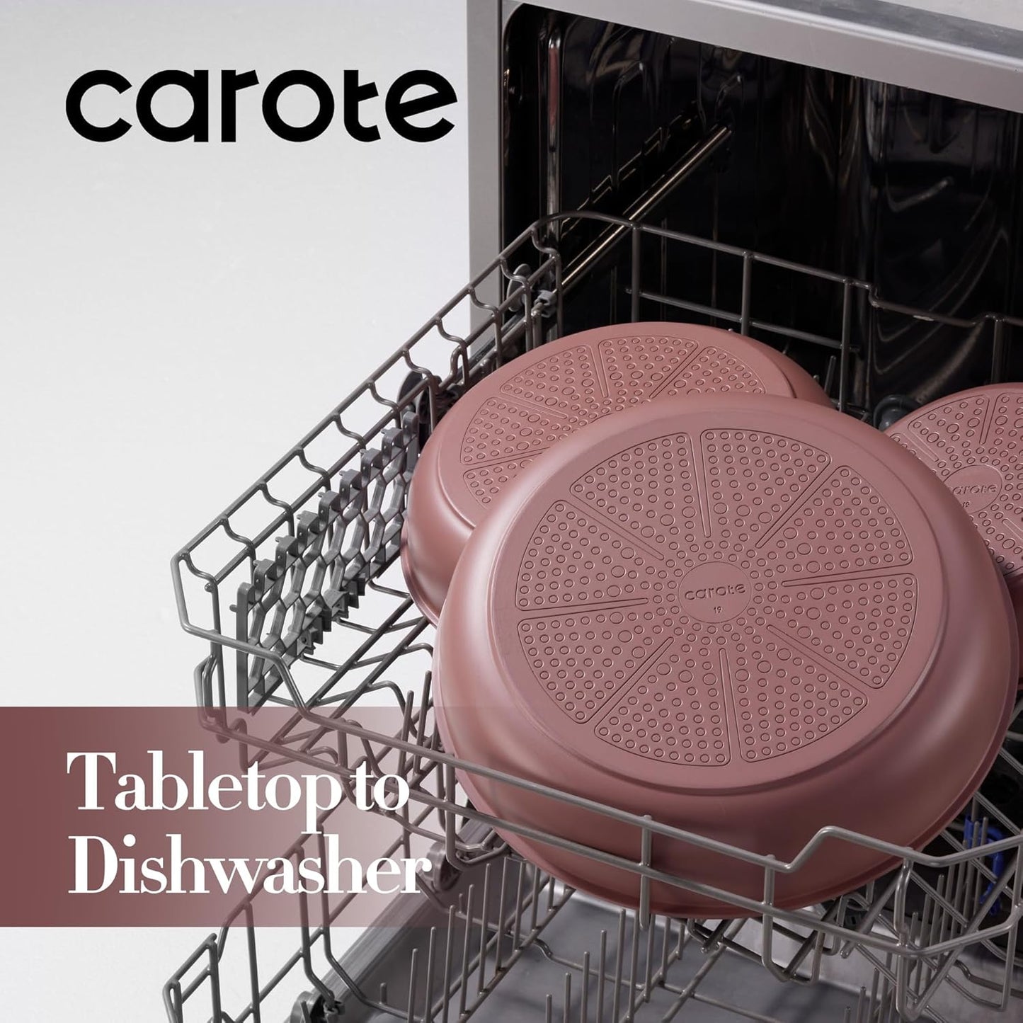 CAROTE 4pcs Non Stick Frying Pans, 8"+10"+12” Frying Pan Egg Pan Omelet Pans with Detachable Handle, Nonstick Cookware, PFOA Free, Induction Compatible & Oven Safe, Dishwasher Safe, Red