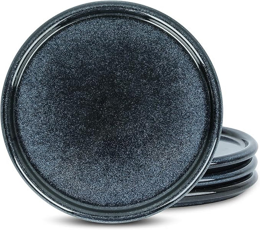 Stone Lain Eden 4-Piece Salad Plate Set Stoneware, Dark Blue