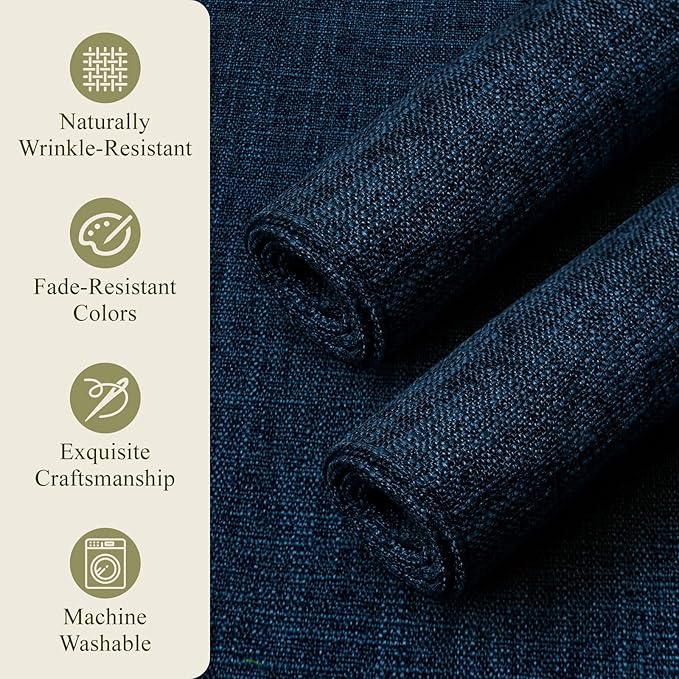 KXN Placemats Set of 4, Dual-Layer Thickened Faux Linen Table Mats, Heat Resistant & Wrinkle-Free, Machine Washable Cloth Place Mats for Kitchen Dining Indoor Outdoor (Navy Blue)