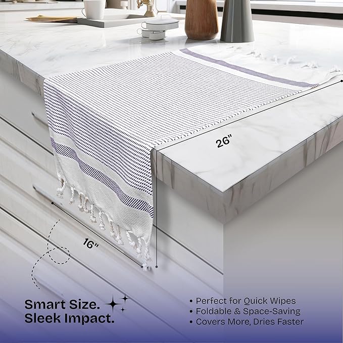 Multi Color Kitchen Towels 16x26 Inch, 3 Pack, 100% Cotton, Ultra Absorbent, Fast Dry, Machine Washable, Drying Dishes, Cleaning, Everyday Use - Orange, Brown, Indigo Blue