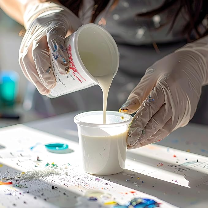 Custom Shop Paint Mixing Cups, 64-Ounce (Box of 100) - Plastic Measuring Cups for Liquids, Automotive Painting, Epoxy Resin, Acrylic Arts, Crafts, Disposable or Reusable, Graduated, Mixing Ratios