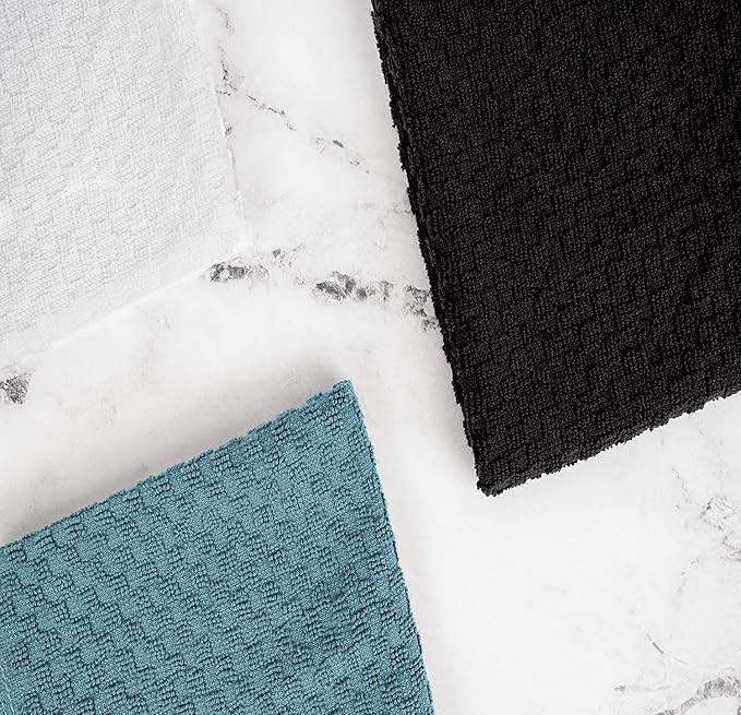 Super Absorbent Kitchen Towels 12 Pack - Premium 100% Cotton Kitchen Towels, 450GSM Thick Machine Washable Aqua Dish Towels for Kitchen Drying, Cleaning, Dobby Weave, Unmatched Quality