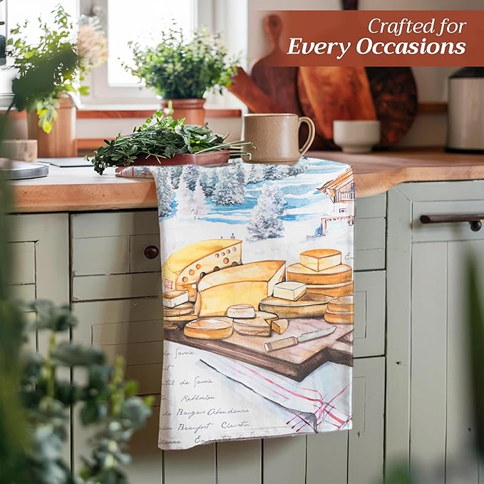 Maison d' Hermine Kitchen Towels Set of 3 100% Cotton 27.50" x 20" Reusable Cloth Tea Dish Towels Absorbent with Hanging Loop for Kitchen, Home, Dining, Cocktail Parties Spring/Summer (Obernai)