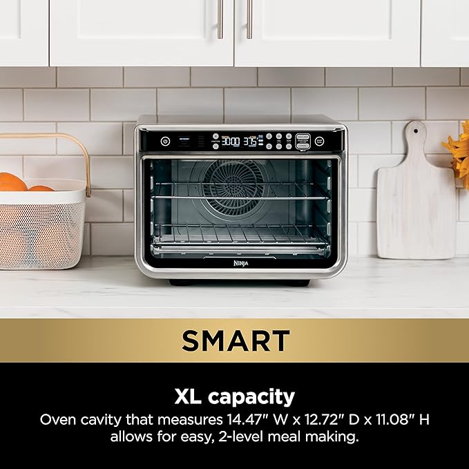 Ninja DT251 Foodi 10-in-1 Smart XL Air Fry Oven, Bake, Broil, Toast, Roast, Digital Toaster, Thermometer, True Surround Convection up to 450°F, includes 6 trays & Recipe Guide, Silver