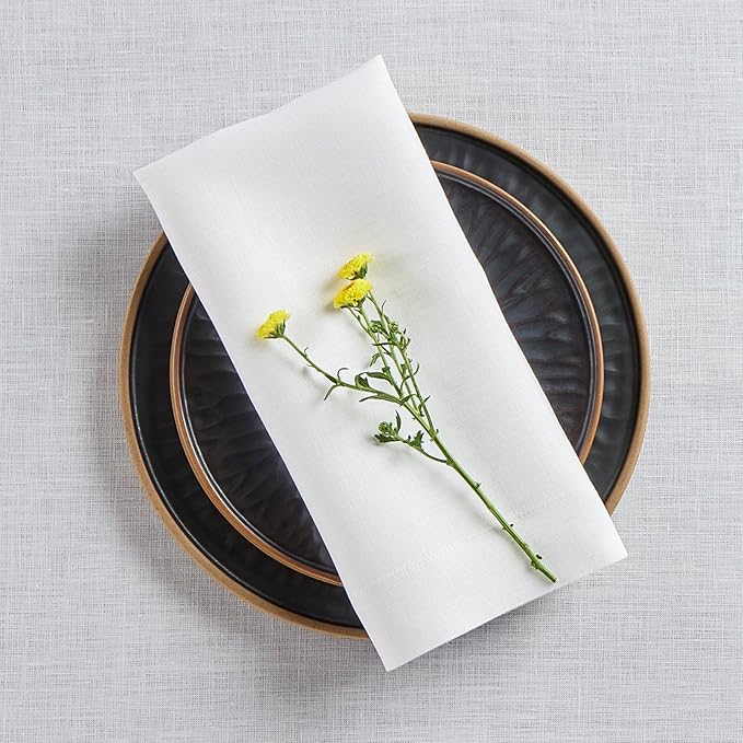 Solino Home White Linen Napkins Set of 4-100% Pure Linen Cloth Washable Dinner Napkins 20 x 20 Inch for Fall, Autumn, Winter, Thanksgiving, Christmas, Holiday - Fete