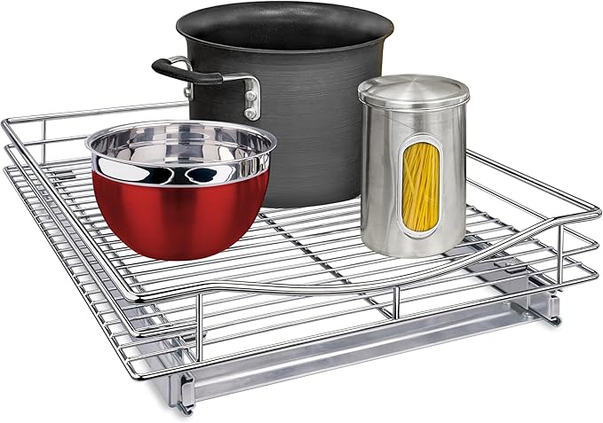 LYNK PROFESSIONAL® Pull Out Cabinet Organizer, 17" x 18" Slide Out Drawers for Kitchen Cabinets - Sliding Pull-Out Pantry Shelves – Home Shelf Organizers - Lifetime Ltd. Warranty, Chrome