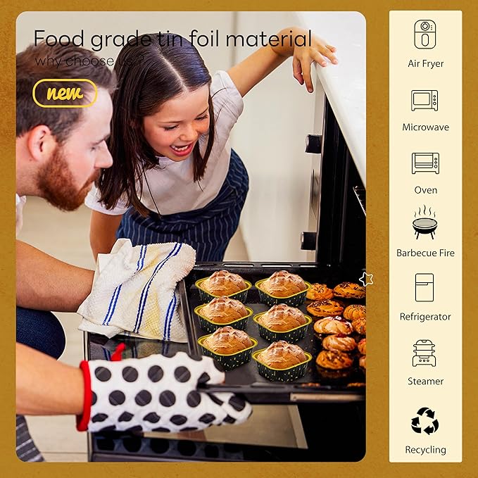 60 Pack Mini Cake Pans with Lids Square Mini Aluminum Pans Pie Tins Flan Containers for Wedding Birthday Party Gift (5OZ, Black Gold Spot)